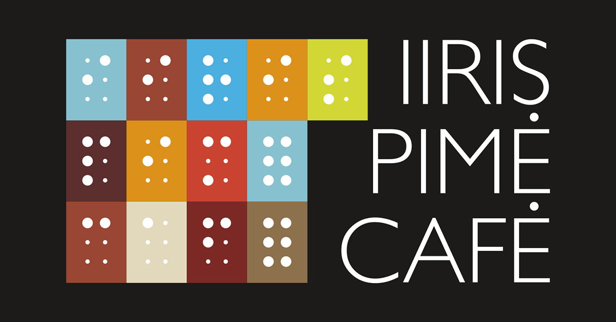 Pime Cafe logo mustalla pohjalla