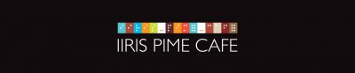 Pime Cafe logoteksti mustalla pohjalla